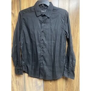 Robert Graham Shirt Mens Large Black Design Flip Cuff Long Sleeve Artsy Business